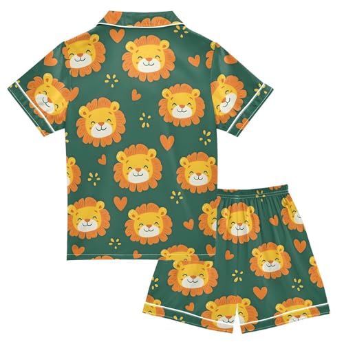 Happy Lion Love Heart Pajamas Set Soft Pjs Sets 2 Piece Short Sleeve Sleepwear Casual Loungewear2