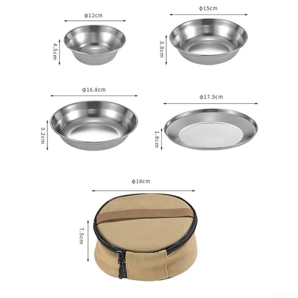 304 Edelstahl Camping Besteck Set | Tragbares Outdoor Geschirr-Set mit Aufbewahrungstasche | Anti-Fall Geschirr für Wandern und Picknick | 4 oder 8 Stück