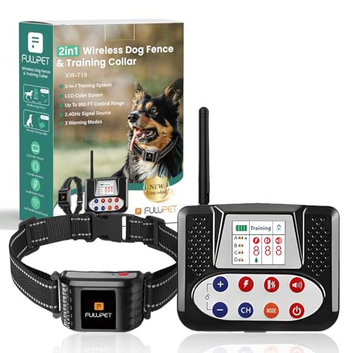 Electric Fence for Dogs, 2-in-1 Wireless Dog Fence System, Wireless Dog Fence with Remote Training Collar, Electric Dog Fence IPX6 Waterproof, Dog Fence Wireless Outdoor for Yard