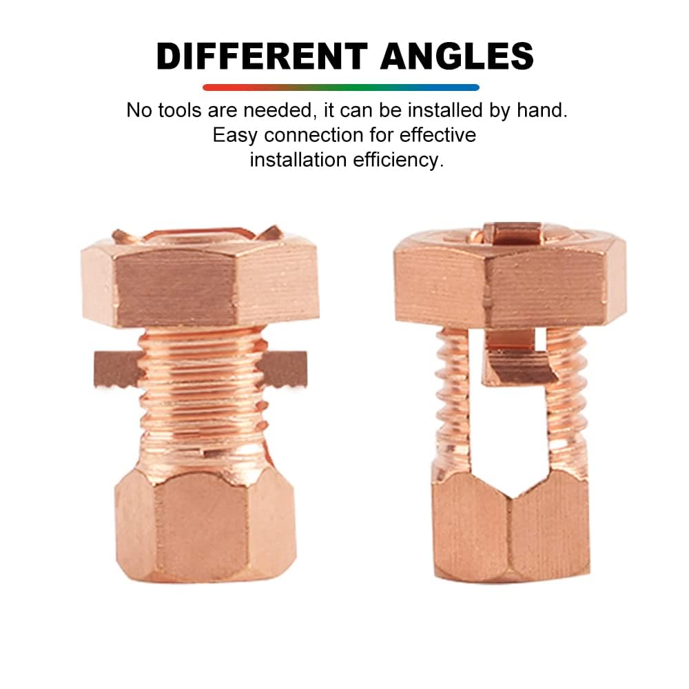 Paquete de 12 conectores de pernos divididos de cobre sólido para cables desnudos de 6 AWG, valla eléctrica y unión industrial (TJ-16)
