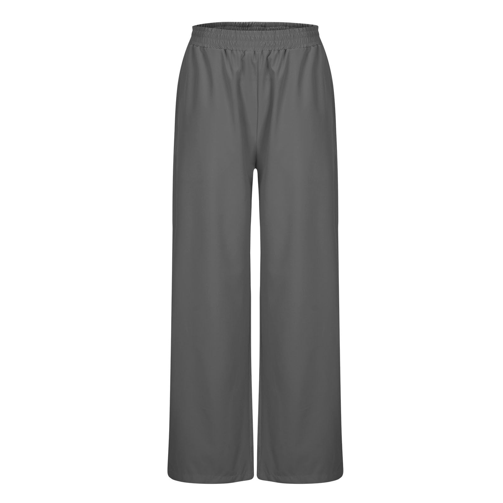Pantalon Large Femme Taille Élastique Poches Latérales Couleur Unie