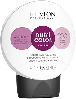 REVLON PROFESSIONAL Nutri Color Filters, Mascarilla de Coloración Temporal para el Pelo, Revive el Color del Cabello, Brillo y Coloración Intensa, Tinte Pelo Mujer Tono 200 Violeta, 240ml