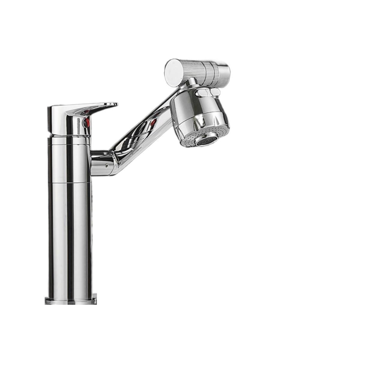 Robinet noir eau chaude et froide avec buse multifonction et hauteur réglable