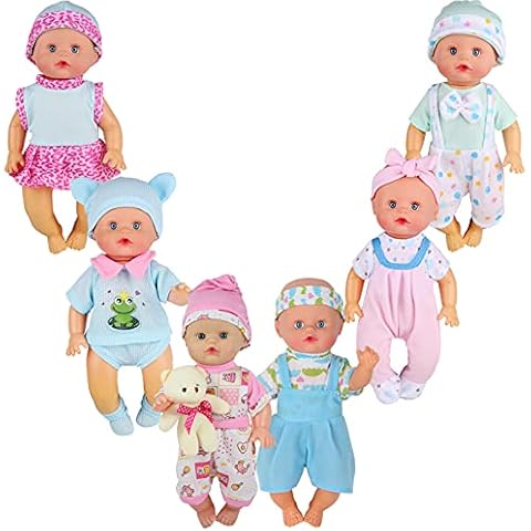 6pcs for 9-10-11 Inch Baby Doll Clothes Outfits Reborn Newborn Costumes with Bear Doll Birthday Xmas Present Cover