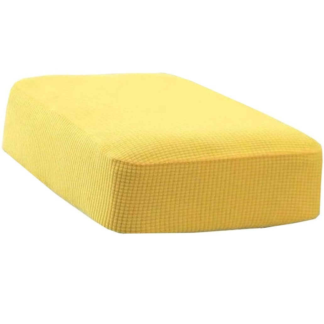Rectangle Bar Stool Covers - Corduroy Jacquard Vanity Stool Cover With Elastic Bands (Yellow)