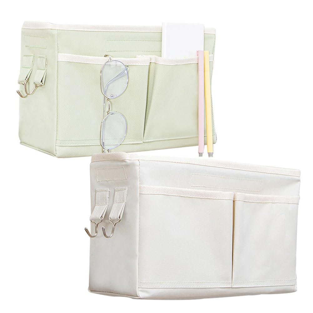 Organizador de almacenamiento para colgar al lado de la cama para revistas, libros, mandos a distancia y smartphones, ideal para barandillas de cama y sofás