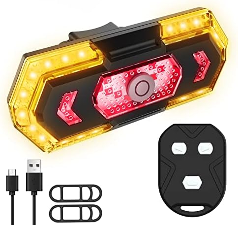 Bike Tail Light with Turn Signals, Smart Wireless Remote Control Bicycle Rear Light, IPX4 Waterproof USB Rechargeable LED Bicycle Back Light, Turning Light with Sound Reminder for Cycling Safety