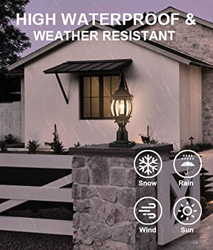Holkirt Outdoor Post Light,Vintage Lamp Post Light Fixture,Waterproof Exterior Post Lantern With Pier Mount Base For Pathway Garden Post Pole Mount,Matte Black #TOP2