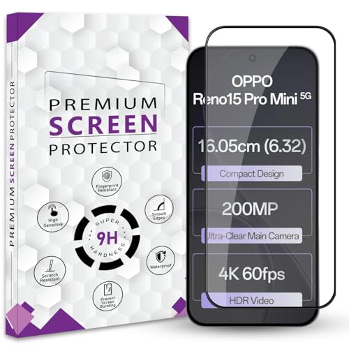 Image of QOISA Premium Tempered Glass Screen Protector Guard For Oppo Reno15 Pro Mini 5G (6.32 Inch, Pack of 1) | Edge to Edge Coverage With Easy to installation kit
