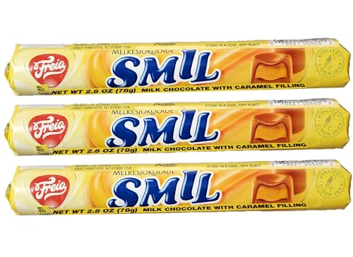 Freia Smil Caramel Filled Chocolate, 2.75 ounce (Pack of 3), Product of Norway