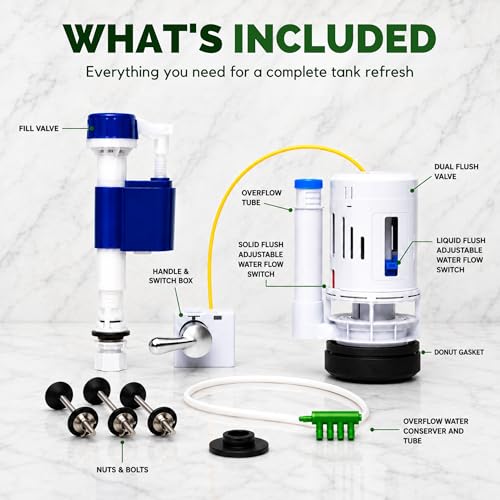 FLUSH-N-SAV 3 - Inch Dual Flush Valve Complete Conversion Kit with Handle, Adjustable Fill Valve, Adjustable Overflow Tube & Overflow Water Conserver - Two Flush Options & Full Toilet Upgrade by FLUSH-N-SAV - Used condition - Image 9