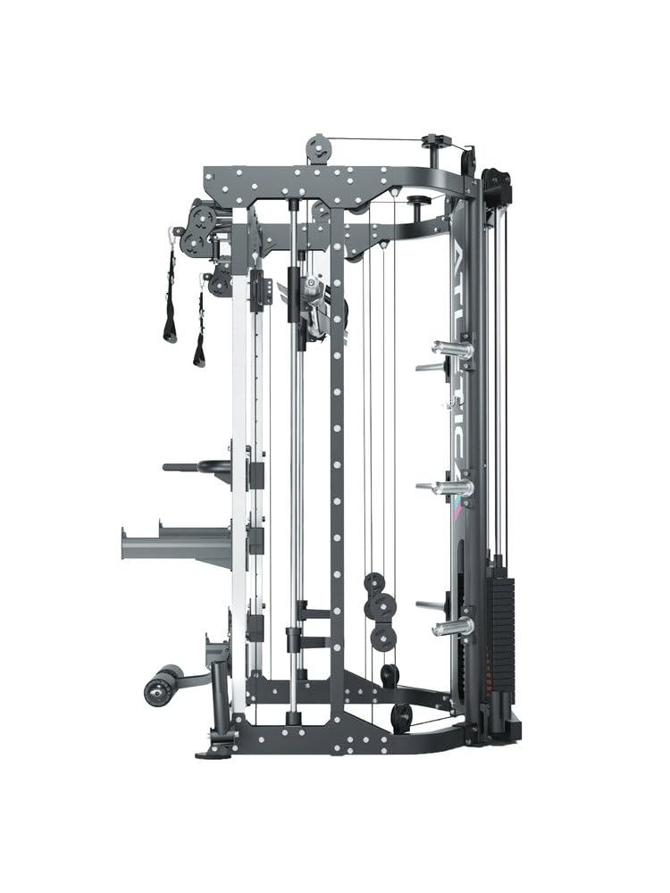 Station De Musculation SEK ATLETICA – Power Rack + Smith + Double Câble, Charge Par Disques, Compatible Jammer Arms, Capacité 650 Kg, Cadre Acier Calibre 11