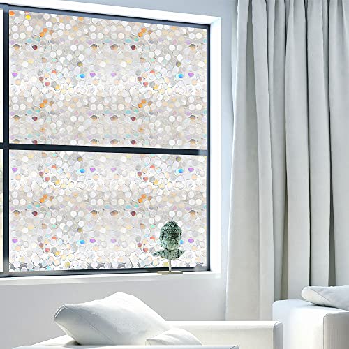 Window Privacy Film,3D Stained Frosted Window Sticker, Vinyl Decorative Window Decals, Anti-Uv Static Cling Window Film Non-Adhesive Removable (35.4 X 78.7 Inch) #TOP4