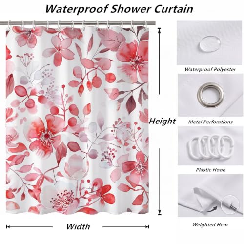 Rideau de douche 150x170cm en polyester imperméable motif fleur avec anneaux inclus - 7