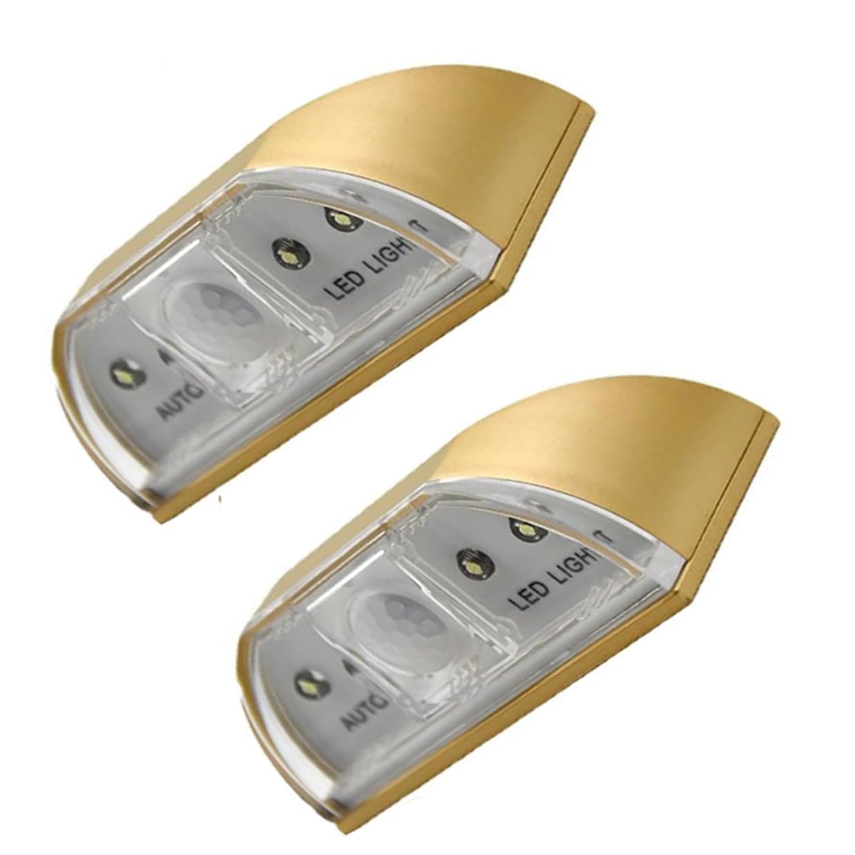Keyhole Light Lamp Battery Operated PIR Infrared IR Wireless Auto Sensor Motion Detector Door Keyhole with 4 LED Bulbs Light Lamp Tap Lights LED Night Light for Key Hole/Door Lock (2pc Gold)