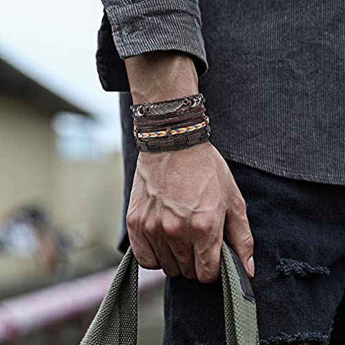 Jewdreamer 33Pcs Mens Black Leather Bracelets Set For Men Punk Gothic Bracelets Braided Stackable Cuff Bracelet Ethnic Tribal Handmade Wrap Wristband Bracelets Adjustable #TOP5