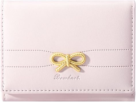 Sunwel Fashion Wallets Girls Cute Coquette Bow Small Wallet Aesthetic Card Holder ID Window Purse for Women (PINK)