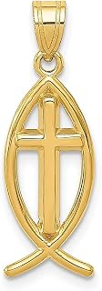 Colar com pingente de peixe Ichthus em ouro amarelo 14 k religioso Ichthu joias finas para mulheres presentes para ela