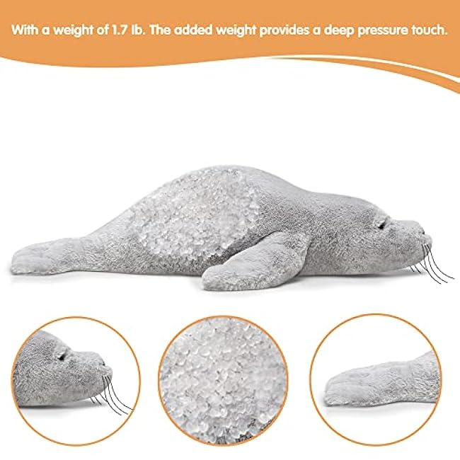 CSVBTRF Weighted Stuffed Animals, 2 lb, 23 Seal Plush Gift for Kids - Grey Hug Seal Plush Animals