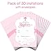 Papery Pop 30 Baptism Invitations Girl with Envelopes (30 Pack) - Religious Christening Celebration Invites - Fill in Style