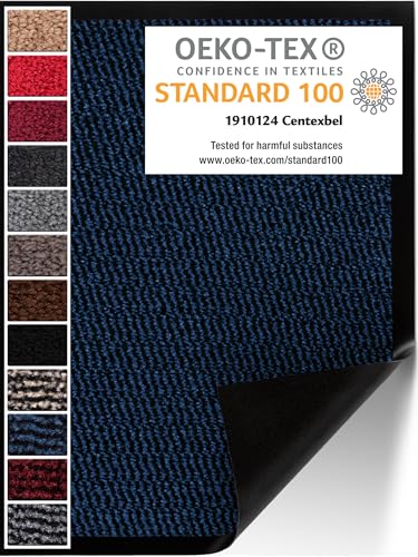 Carpet Diem Paillasson Interieur Entree 60x90 cm en Bleu-Noir I Tapis Entree Interieur Absorbant pour Une entrée Propre I Antidérapant & Entretien Simple I...