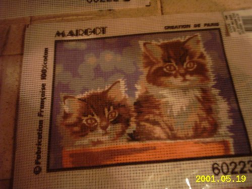 SEG de Paris Kit Canevas Chaton et Chiot 14 x 18 cm