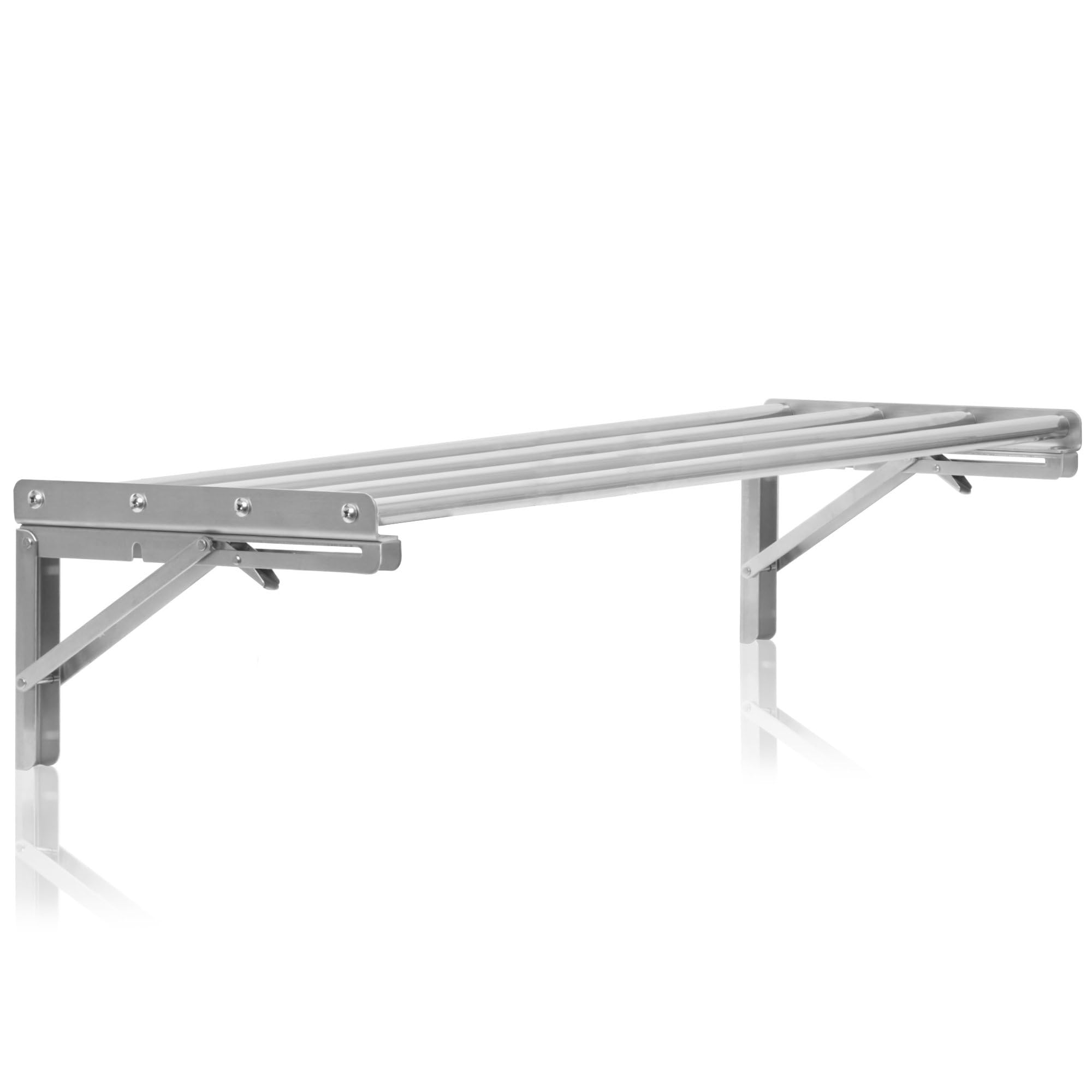 Mahlzeit Mensola da parete in acciaio inox, design asta, 120 x 30 cm, pieghevole, argento, in acciaio inox, montaggio a parete, per cucina, cucina, mensola da parete, mensola da parete per la