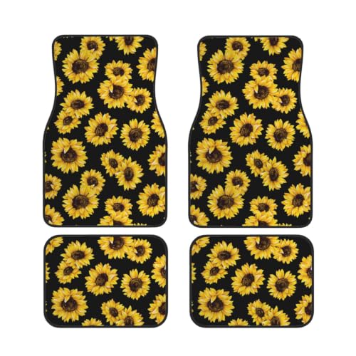 Alfombrillas de coche de neopreno con diseño de girasol juego de 4 piezas antideslizantes