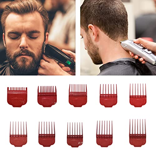 Clipper Guards 10 Sets Professional Hair Clipper Combs Compatible With Andis Master Clippers Trimmer Cordless Clipper 1/16Th To 1" Lengths Designed For Mba, Mc-2, Ml, Pm- And Pm-4 (Red) #TOP5