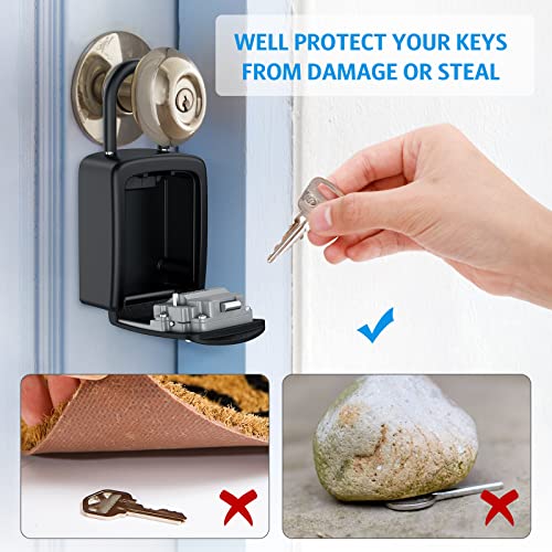 Key Lock Box, Newest Key Safe Box For Key, Weatherproof 4 Digit Combination Key Storage Lock Box, 5 Keys Capacity Lockbox With Removable Shackle For Indoor Outdoor, 3.66Inch #TOP1