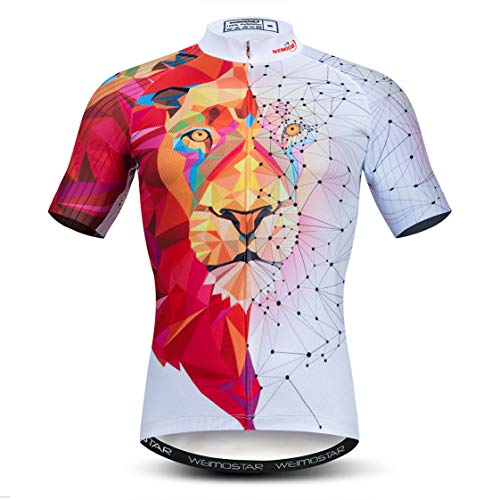 Maillot de Ciclismo para Hombre, Camisetas de MTB para Bicicleta, Camisetas para Carretera de montaña, Ropa para Ciclismo, Maillot de Manga Corta para Hombre, Blanco, Rojo L Cover