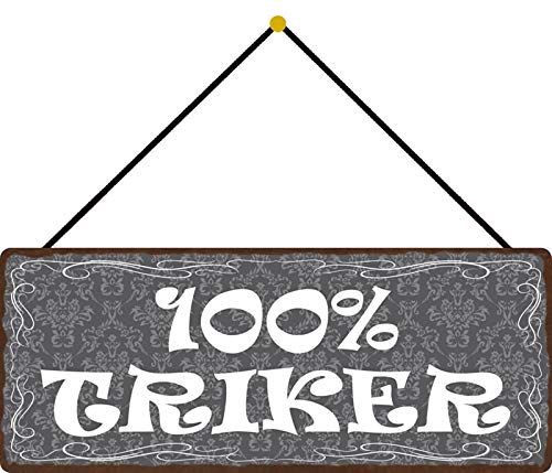 Schatzmix Blechschild Spruch 100% Trinker Metallschild 27x10 Wanddeko Tin Sign mit Kordel Señal metálica, hojalata, Multicolor, 27x10 cm Cover