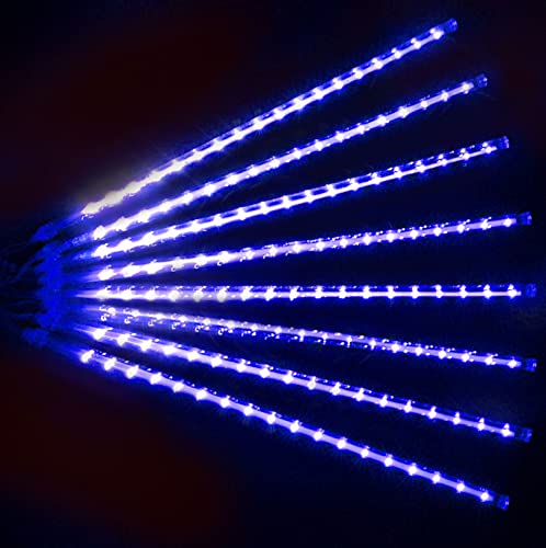 GUOYUYU Lampe de Douche Meteor 30cm-8tube Etanche Météore Pluie Lumiere Extérieur Douche Pluie Feux pour Chambre, Jardin, NoëL, Mariage, Intérieur, Exterieur, Fête, Bleu Cover