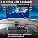 USB 3.0 Switch 4 PC,MLEEDA USB Switch 4 In 4 Out,USB KVM Umschalter für Tastatur Maus Drucker,mit kabelgebundener Fernbedienung und 4 USB 3.0-Kabel