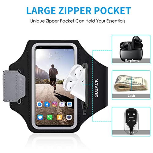 Sportarmband Handy Universal, Handyhalterung Joggen Mit Kopfhörer Tasche Running Armband für iPhone 16 Pro Max/15 Pro/14 Pro/13/12/11 Handytasche für Joggen Running Bis zu 6,9\