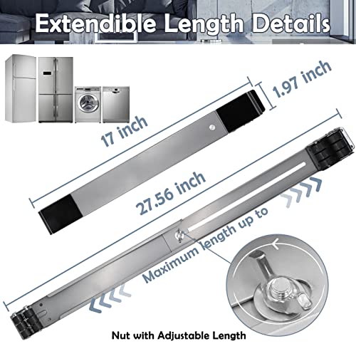 360° Universal Extendable Furniture Appliances Rollers, Strong Mover Tools with 24 Roller & Brake Equipment Strong Base for Washing Machines Refrigerators Dryers Bearing Grey
