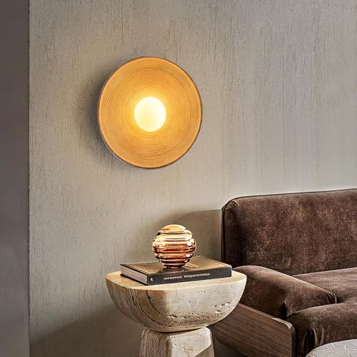 Image of 2 Pack Retro Japanese Wall Sconce, Wabi-Sabi Style Resin Wall Lamps G4 Warm Light Home Decor Wall Lights Bedside Art Wall Light Fixtures for Bedroom, Living Room, Dining Room