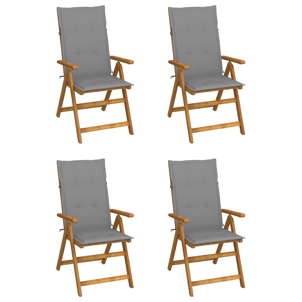 Chaise de jardin à dossier haut gris de 120 x 50 cm pour extérieur et terrasse
