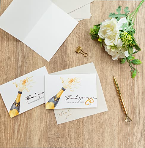 Gooji Wedding Thank You Cards with Matching Envelopes, 4x6 Inches, 20 Count, White and Beige - Thumbnail 5