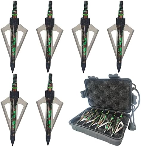 LeeMui ArcheryBroadhead Hunting Broadheads100Grains Screw-in Arrow Archery3BladesHuntingHeadsArrowTips Compatible withCrossbow andCompoundBowCamouflage Colors Hunting Arrows