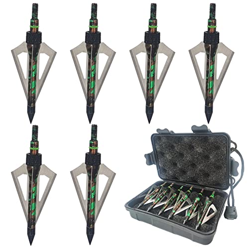Leemui Archerybroadhead Hunting Broadheads100Grains Screw-In Arrow Archery3Bladeshuntingheadsarrowtips Compatible Withcrossbow Andcompoundbowcamouflage Colors Hunting Arrows (Camouflage Emerald-6Pk) #TOP1