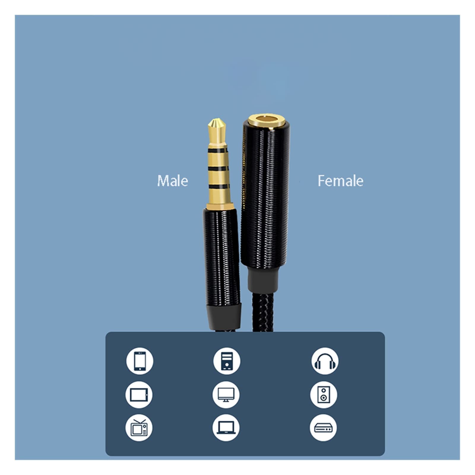 PIKETU 2 pièces casque rallonge câble adaptateur sans perte 3.5mm mâle à femelle double avec contrôle de ligne de Microphone (Size : 5m)