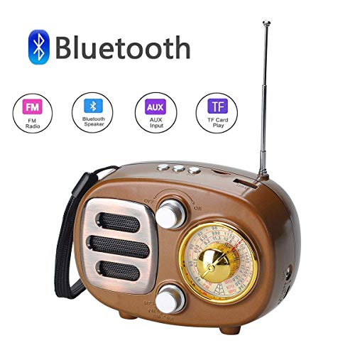 Tragbares AM/FM-Retro-Radio USB-wiederaufladbarer Stereo-Bluetooth-Radiosprecher mit Kopfhörer- und TF-Buchse zum Trainieren, Gehen, Reisen