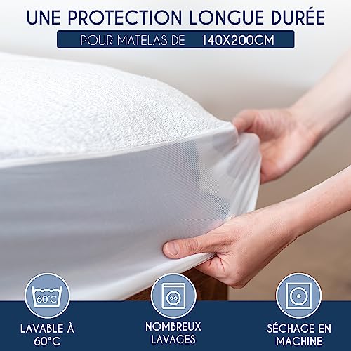 Protège matelas 140x200 imperméable alèse douce hypoallergénique lit double