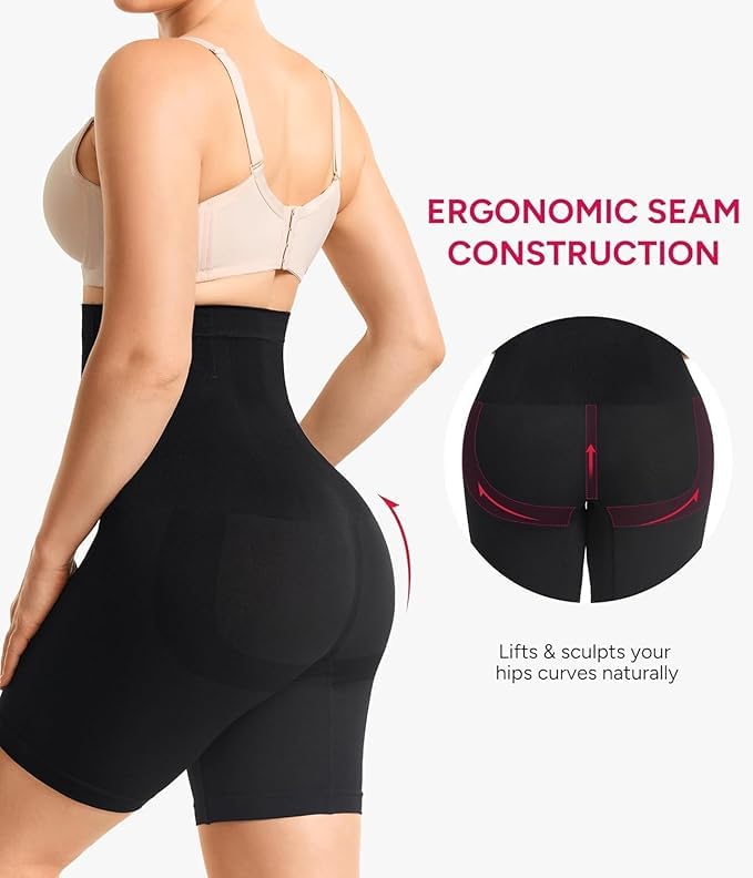 Image of G & P ENTERPRISE Tummy Control Shapewear for Women Butt Lifting Shapewear High Waist Body Shaper Shorts Seamless Thigh Slimmer (Fits Waist : 30 to 39 Inch) Black
