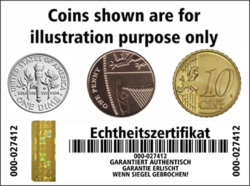 Holomarks 250 Stück Gold High Security Echtheitszertifikat Etiketten mit Seriennummern und Hologramm 70x20mm mit UV security Certificate of Authenticity GERMAN TEXT