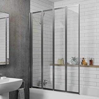 Luxura Bathroom 4 Panel Folding Bath Shower Screen Chrome 1000mm 4mm Glass Reversible
