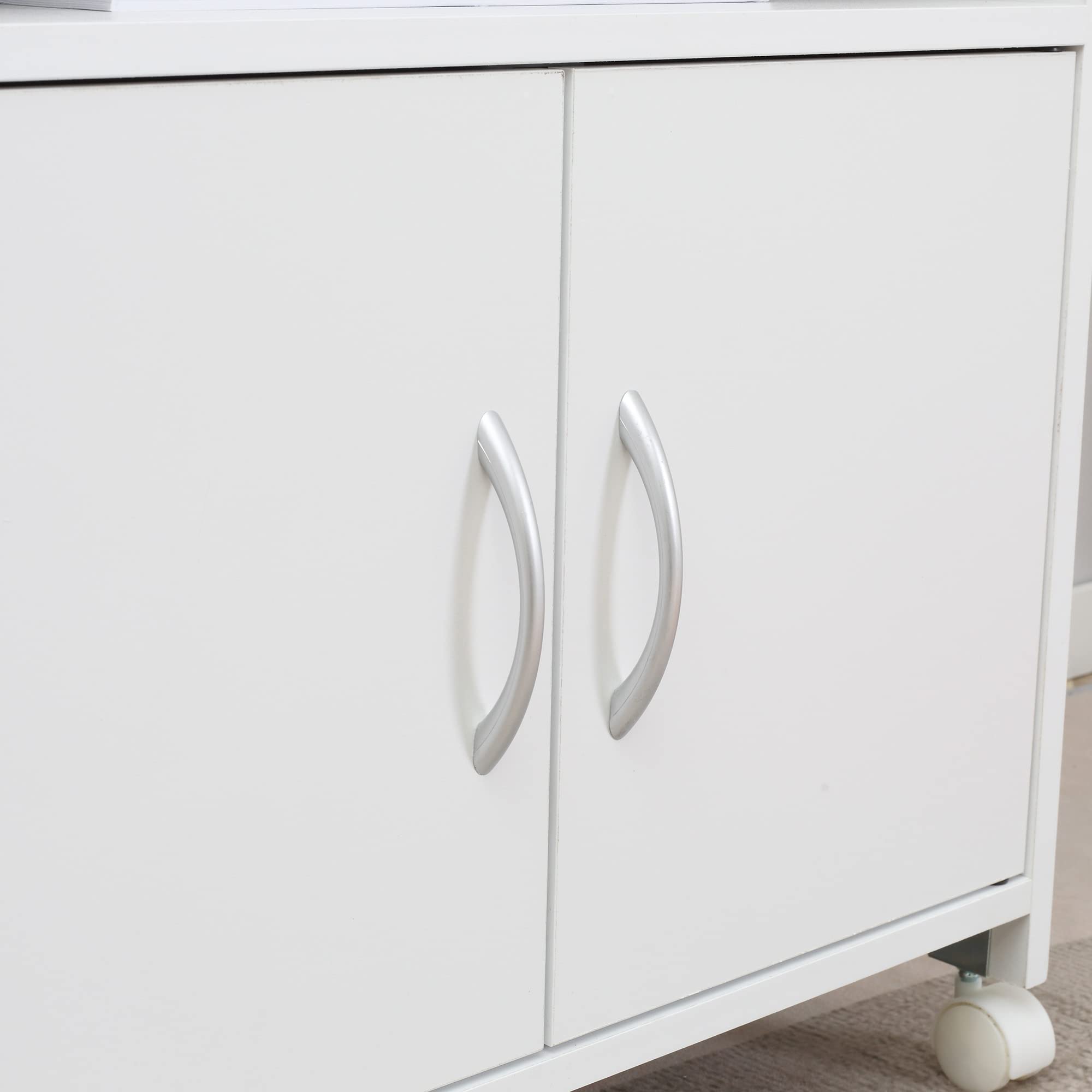 Vinsetto Armario para Impresora Soporte para Impresora con Ruedas Mueble Impresora con Cajón 2 Puertas y Compartimiento Abierto para Salón Oficina Estudio 60x39x80 cm Blanco