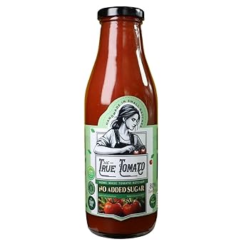 The True Tomato Sugar Free Tomato Ketchup | Homemade And Made To Order | |more than 85% Fresh Tomatoes |No Harmful Chemicals, No Added Colors, No Oils, No Preservatives, No Thickeners (550 Gram, Sugar Free) - image, photos
