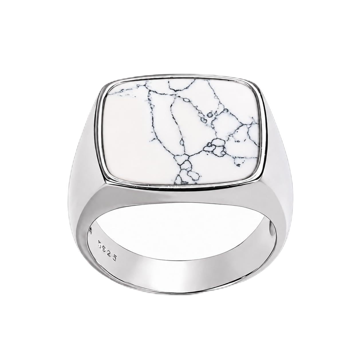 Herren Siegelring aus 925 Sterling Silber mit Naturstein Rechteckiger Silberring für Herren Eleganter Massiver Ring im Zeitlosen Design für Alltag und Freizeit